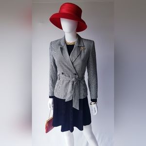 Houndstooth Crossed Suit Jacket 🎀🖤